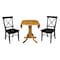 International Concepts 42 in Dual Drop Leaf Dining Table with 2 Cross Back Dining Chairs - 3 Piece Dining Set K04-42DP-C46-613P - alternate 2